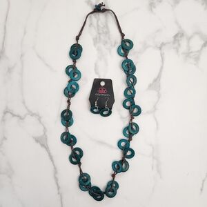 Paparazzi Teal Loop Necklace & Earring Set